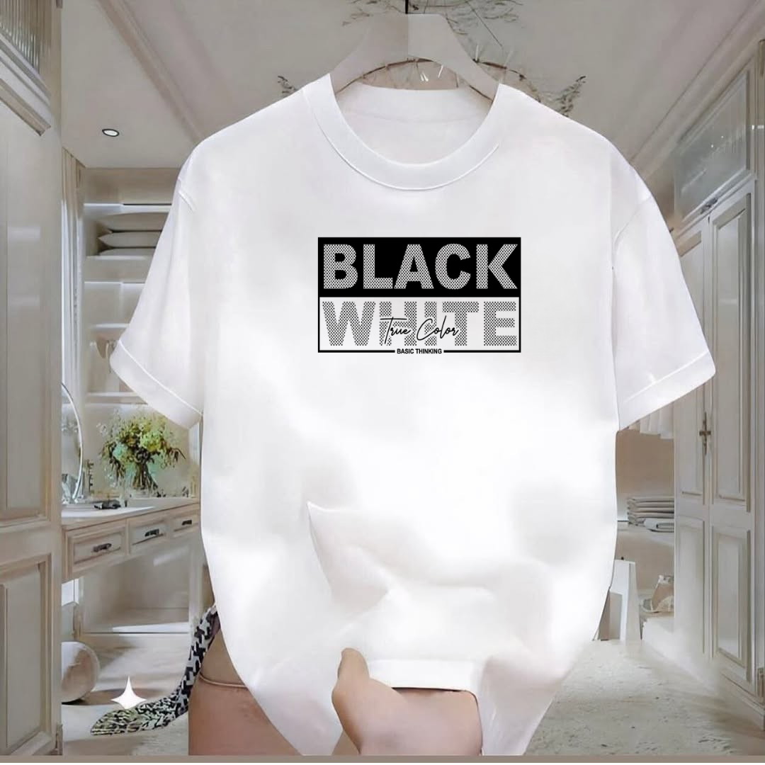Black White Baskılı Tshirt