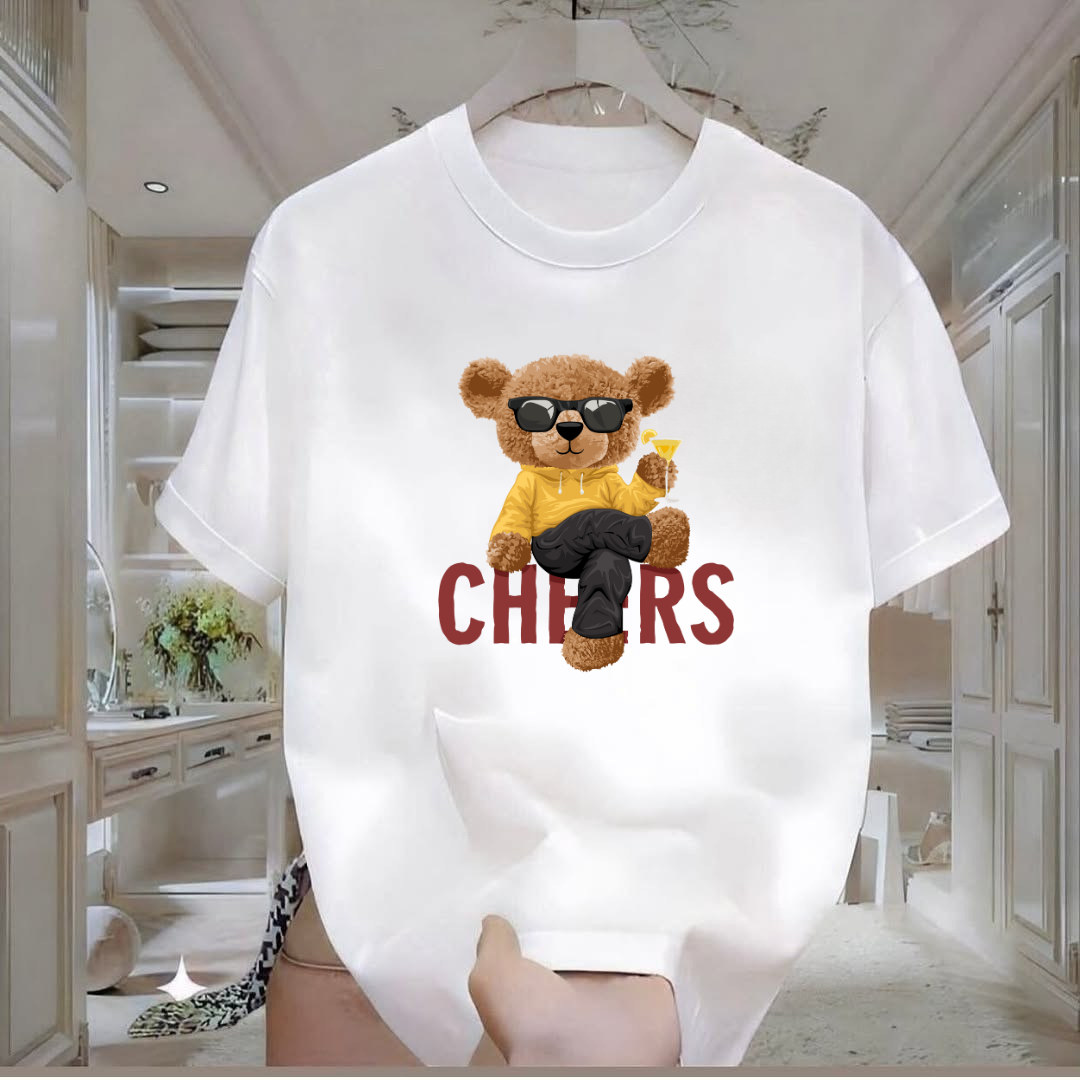 Cheers Bear Baskılı Tshirt